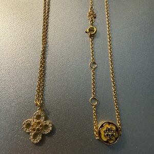Tory Burch Gold Necklace with Floral Pendant Set